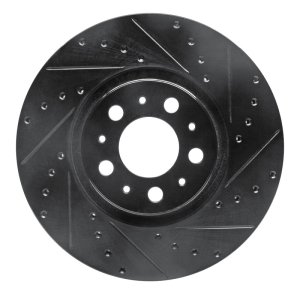 Volvo XC90 Brake Rotor (1) - Front Right - R1 Concepts - Drilled & Slotted - Black - `03-`09